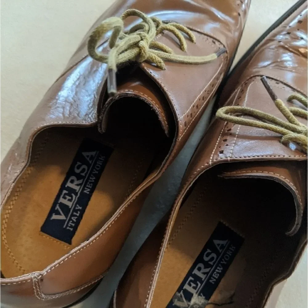 Versa cognac brown leather dress shoes Oxford 9.5